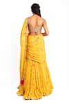 Shop_Prevasu_Yellow Georgette Printed And Embroidered Logo Lehenga Saree With Blouse  _at_Aza_Fashions