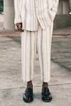 Urvashi Kaur_Off White 100% Handloom Cotton Striped Duro Pant  _Online_at_Aza_Fashions