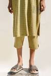 Urvashi Kaur_Yellow Handspun Cotton Delta Stripe Block Print Pant_Online_at_Aza_Fashions