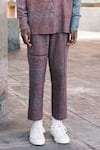 Urvashi Kaur_Brown Hand Spun Cotton Striped Tor Pant _Online_at_Aza_Fashions