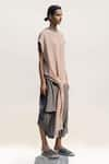 Buy_Urvashi Kaur_Grey Crinkled Cotton Plain High Neck Iota High-low Hem Tunic  _Online_at_Aza_Fashions