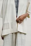 Urvashi Kaur_Off White Handloom Cotton Embroidery Open Neck Kumo Hand Spun Block Print Jacket _Online_at_Aza_Fashions
