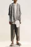 Buy_Urvashi Kaur_Grey Handwoven Organic Cotton Hand Crome Pant  _Online_at_Aza_Fashions