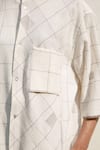 Buy_Urvashi Kaur_Off White Handloom Cotton Embroidery Yuki Checkered Block Print Shirt _Online_at_Aza_Fashions