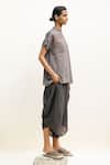 Buy_Urvashi Kaur_Grey Handloom Cotton Mandarin Collar Nova Stripe Pattern Top _Online_at_Aza_Fashions