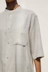 Urvashi Kaur_Off White Handloom Cotton Mega Mandarin Collar Shirt_Online_at_Aza_Fashions
