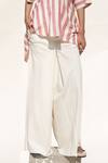 Urvashi Kaur_Off White Handloom Cotton Aaron Wide Legged Pant_Online_at_Aza_Fashions
