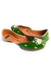 Shop Haelli Green Hand Paint Juttis at Aza Fashions Shop_Haelli_Green Hand Paint Juttis_at_Aza_Fashions