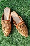 Buy_Sephyr_Beige Zardozi Embroidered Mules _at_Aza_Fashions