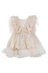 Buy_Jasmine And Alaia_Peach Organza Lace Dress For Girls_at_Aza_Fashions