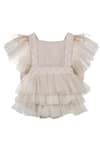 Buy_Jasmine And Alaia_Beige Tulle Ruffle Romper  _at_Aza_Fashions