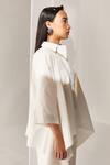 Twinkle Hanspal_White Cotton Poplin Solid Collared Neck Drop Shoulder Tent Tunic And Pant Set _Online_at_Aza_Fashions