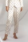 Twinkle Hanspal_White Mashru Silk Hand Embroidered Floral Lapel Blazer And Pant Set  _at_Aza_Fashions