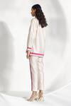 Shop_Twinkle Hanspal_White Chanderi Colour Block, Panelled Collared Neck Shirt And Pant Set _at_Aza_Fashions