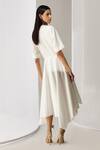Shop_Twinkle Hanspal_White Cotton Poplin Solid V Neck Front Tie Up Dress _at_Aza_Fashions