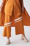 Three_Orange Poplin Appliques Striped Diagonal Pattern Pant _Online_at_Aza_Fashions
