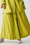 Three_Green Tencel Plain Inverted Box Pleated Pant _at_Aza_Fashions