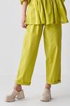 Three_Green Poplin Plain Narrow Bottom Pant _Online_at_Aza_Fashions