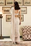 Shop_Twinkle Hanspal_White Georgette Scoop Neck Pre-draped Ruffle Saree _at_Aza_Fashions