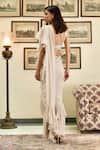 Buy_Twinkle Hanspal_White Georgette Pre-draped Ruffle Saree_Online_at_Aza_Fashions