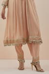 Shop_Makaan.51_Peach Lurex Georgette Embroidered Shell U Floral Border Anarkali Set  _Online_at_Aza_Fashions