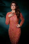 Buy_Chisel by Meghna Ramrakhiya_Yellow Net Round Embellished Gown  _at_Aza_Fashions