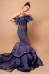 Buy_Amit GT_Purple Tulle Embellished Ruffle Gown  _at_Aza_Fashions