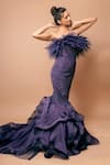 Shop_Amit GT_Purple Tulle Embellished Ruffle Gown  _at_Aza_Fashions