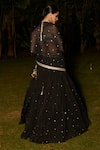 MATSYA_Black Organza Georgette Embroidery Zardozi The Holy Roman Lehenga Set  _Online_at_Aza_Fashions