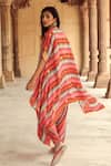 Swati Vijaivargie_Green Viscose Modal Striped Cape And Dhoti Pant Set_Online_at_Aza_Fashions