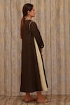 Shop_Til_Brown Cotton Silk Satin Round Colorblock A-line Dress_at_Aza_Fashions