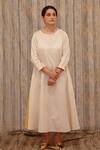 Buy_TIL_Peach Cotton Silk Satin Colorblock A-line Dress_Online_at_Aza_Fashions