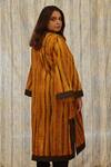 Shop_Til_Yellow Cotton Silk Satin Stripes Feral Printed Overlay _at_Aza_Fashions