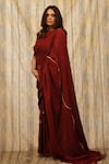 TIL_Maroon Cotton Silk Satin Solid Round Saree With Blouse _Online_at_Aza_Fashions