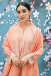 Label Niti Bothra_Peach Chanderi Silk Embroidered Resham Work Round Floral Kurta And Palazzo Set _Online_at_Aza_Fashions