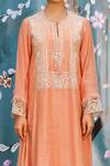Shop_Label Niti Bothra_Peach Chanderi Silk Embroidered Resham Work Round Floral Kurta And Palazzo Set _Online_at_Aza_Fashions