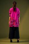 Shop_Taika By Poonam Bhagat_Fuchsia Silk Floral Open Embroidered Jacket_at_Aza_Fashions
