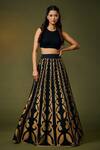 Buy_Taika By Poonam Bhagat_Black Silk Embroidery Floral Round Skirt And Top Set  _at_Aza_Fashions