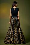 Shop_Taika By Poonam Bhagat_Black Silk Embroidery Floral Round Skirt And Top Set  _at_Aza_Fashions