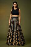 Buy_Taika By Poonam Bhagat_Black Silk Embroidery Floral Round Skirt And Top Set  _Online_at_Aza_Fashions