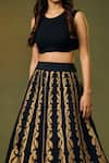 Taika By Poonam Bhagat_Black Silk Embroidery Floral Round Skirt And Top Set  _at_Aza_Fashions