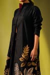 Taika By Poonam Bhagat_Black Silk Embroidery Leaf Open Jacket _at_Aza_Fashions