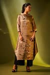 Buy Taika By Poonam Bhagat Gold Tissue Floral Round High Neck Embroidered Tunic And Pant Set at Aza Fashions Buy_Taika By Poonam Bhagat_Gold Tissue Floral Round High Neck Embroidered Tunic And Pant Set _at_Aza_Fashions