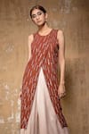 Nayantara Couture_Brown Viscose Embroidered Kurta And Palazzo Set  _Online_at_Aza_Fashions