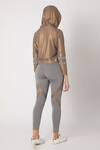 Shop_Tuna London - {Tuna Active}_Gold Metallic Hoodie And Leggings Set _at_Aza_Fashions