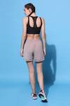 Shop_Tuna London - {Tuna Active}_Brown Poly Blended Metallic Tie-up Shorts_at_Aza_Fashions