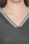 Tuna London - {Tuna Active}_Grey Poly Blend V Neck Crop Top_at_Aza_Fashions