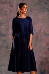 Buy_Charkhee_Blue Chanderi Round Dress _Online_at_Aza_Fashions