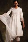 Buy_Charkhee_White Kurta Chanderi And Cotton Pant Cotton Dupatta Organza Embroidery Set _at_Aza_Fashions