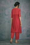 Shop_Charkhee_Red Kurta Chanderi And Cotton Pant Cotton Dupatta Organza Embroidery Set _at_Aza_Fashions